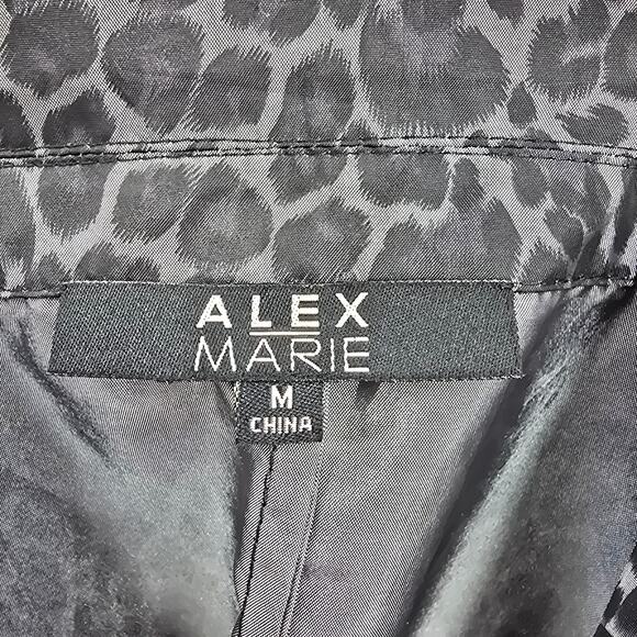 210. Alex Marie Black Gray Executive Jacket Coat Formal Animal Print Medium - Picture 8 of 8